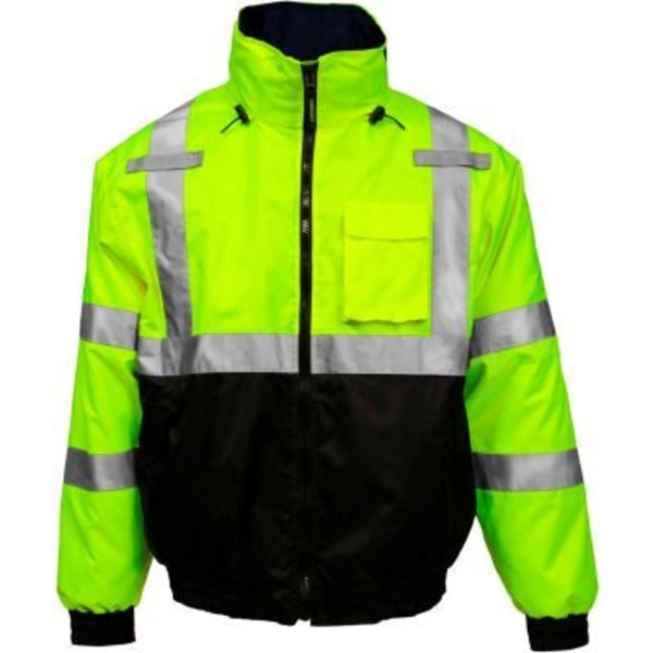 Tingley Rubber Tingley® Bomber 3.1„¢ Hi-Vis Hooded Jacket, Zipper, Fluorescent Yellow/Green/Black, 4XL J26172.4X